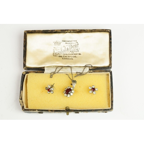 268 - An early 20th century paste set bracelet together with similar necklace and earrings within matching... 