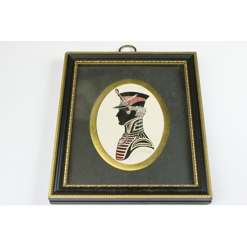 270 - Enid Elliott Linder, military silhouette, signed in pencil lower right, 8.5 x 6cm, framed and glazed... 