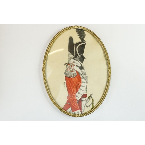 270 - Enid Elliott Linder, military silhouette, signed in pencil lower right, 8.5 x 6cm, framed and glazed... 