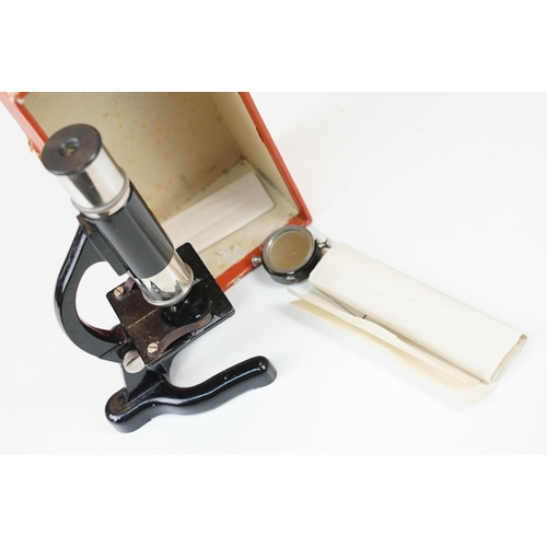 298 - A vintage British made 'Eclipse' students microscope together with a good selection of microscope gl... 