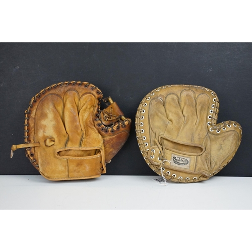 323 - Two vintage Baily's of Glastonbury soft leather softball / baseball catchers mitts.