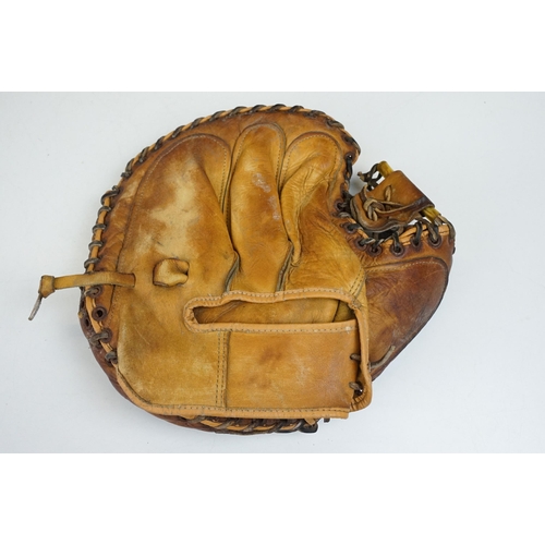 323 - Two vintage Baily's of Glastonbury soft leather softball / baseball catchers mitts.