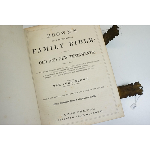 327 - A Victorian 'Self Interpreting' Family Bible by Rev. John Brown, published by James Semple of Glasgo... 