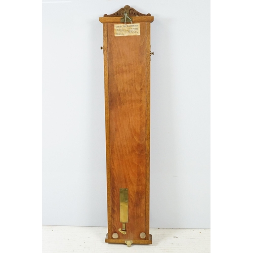 460 - Admiral Fitzroys oak cased barometer, with thermometer, 98cm high x 20.5cm wide x 6cm deep