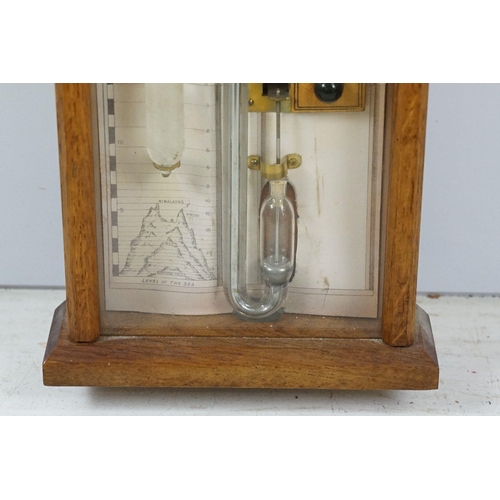 460 - Admiral Fitzroys oak cased barometer, with thermometer, 98cm high x 20.5cm wide x 6cm deep