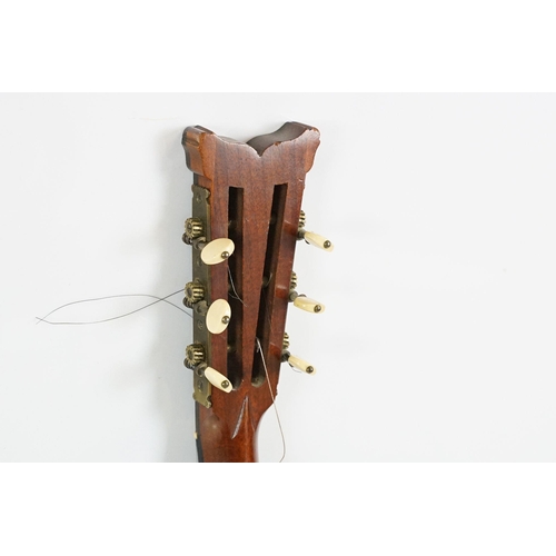 463 - Barnes and Mullins, London, 4 string walnut veneer banjo