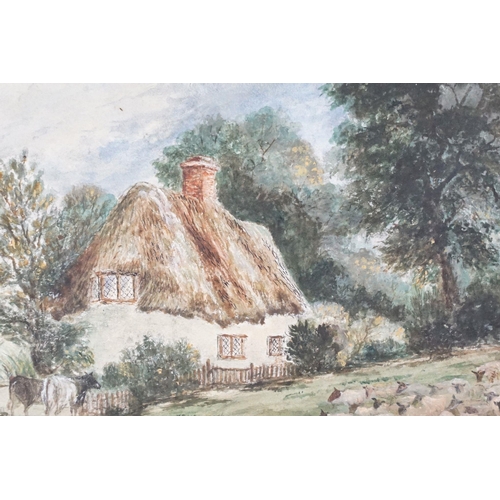 465 - Early 20th century English school, shepherd carrying a lantern herding his sheep, pastel, 22.5 x 28c... 