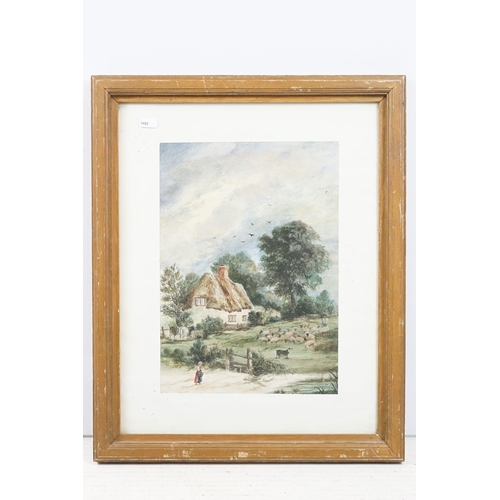 465 - Early 20th century English school, shepherd carrying a lantern herding his sheep, pastel, 22.5 x 28c... 