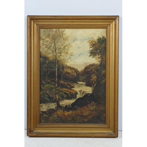 466 - Pair of early 20th Century oil on canvas landscape paintings signed illegibly to corner (Hondon?) to... 