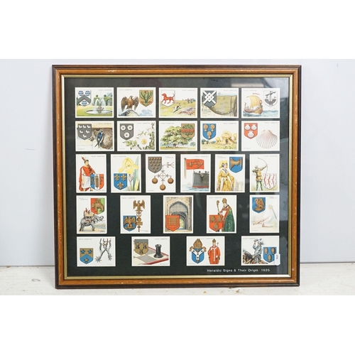 467 - Collection of framed cigarette and trade cards covering various brands and subjects to include Wills... 