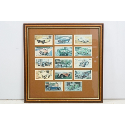 467 - Collection of framed cigarette and trade cards covering various brands and subjects to include Wills... 