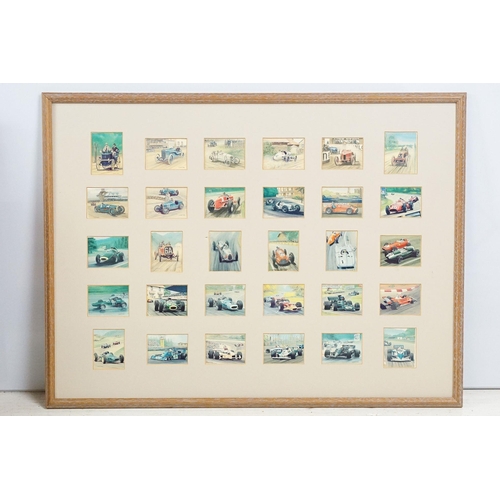 467 - Collection of framed cigarette and trade cards covering various brands and subjects to include Wills... 