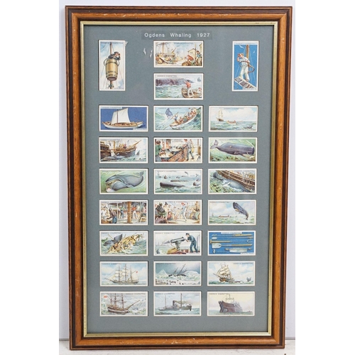 467 - Collection of framed cigarette and trade cards covering various brands and subjects to include Wills... 