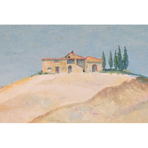 470 - Frederick Lloyd (20th century), a hilltop Tuscan farmhouse in Summer, oil on board, 45 x 35.5cm, gil... 