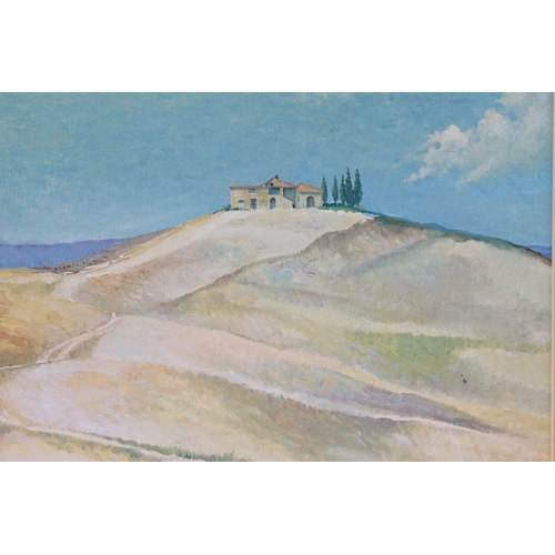 470 - Frederick Lloyd (20th century), a hilltop Tuscan farmhouse in Summer, oil on board, 45 x 35.5cm, gil... 