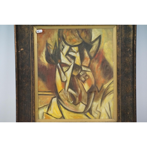 472 - Modernist school, two: an abstract of a male figure, 38 x 32cm and profile on a woman in hat, waterc... 