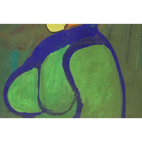 472 - Modernist school, two: an abstract of a male figure, 38 x 32cm and profile on a woman in hat, waterc... 