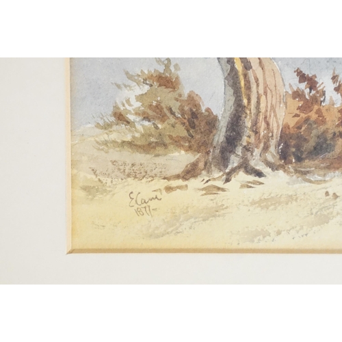 473 - J Mogford, rural scene with cattle, watercolour, signed lower right and dated 1881?, 23.5 x 34cm, Al... 