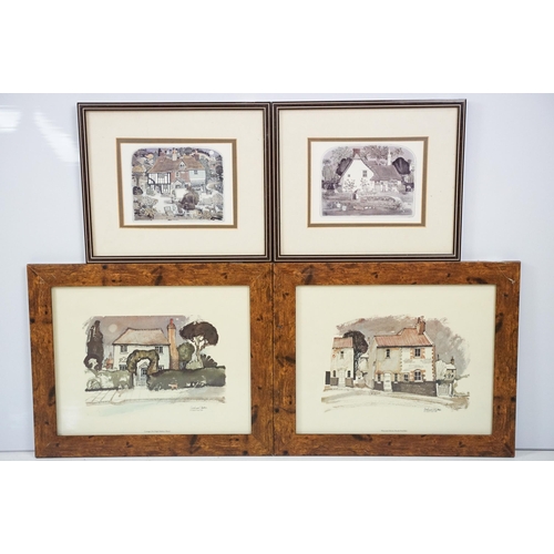 474 - Graham Clarke, four scenic country scenes with cottages, prints, two pairs, all framed and glazed (4... 