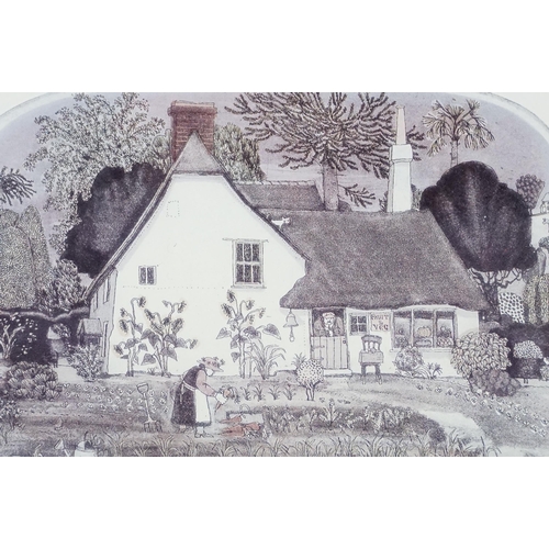 474 - Graham Clarke, four scenic country scenes with cottages, prints, two pairs, all framed and glazed (4... 