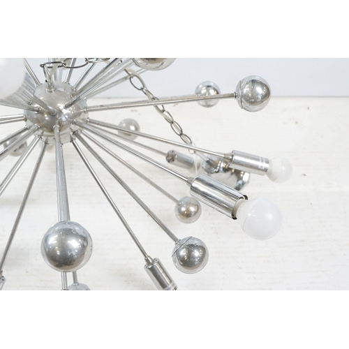 660A - Large 20th century Sputnik retro space age chrome chandelier, H 57cm