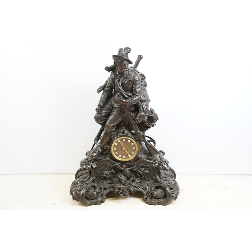 171 - Late 19th Century Johann Huggler (1834-1912) signed Black Forest carved wooden cased striking clock ... 