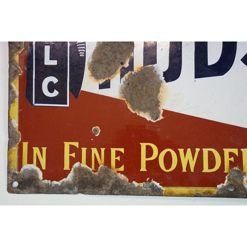 176 - Original Hudson's Soap enamel sign reading 'for the people, in packets, in fine powder'. Marked with... 