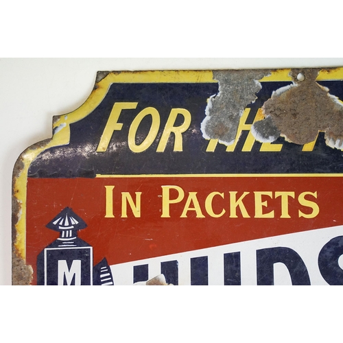 176 - Original Hudson's Soap enamel sign reading 'for the people, in packets, in fine powder'. Marked with... 