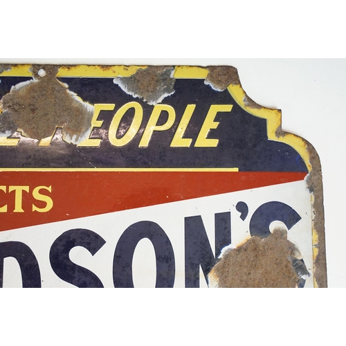 176 - Original Hudson's Soap enamel sign reading 'for the people, in packets, in fine powder'. Marked with... 