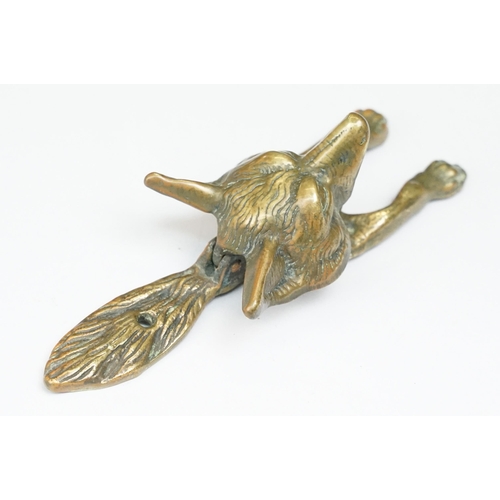 177 - Brass ‘ fox head ‘ door knocker, 16cm long