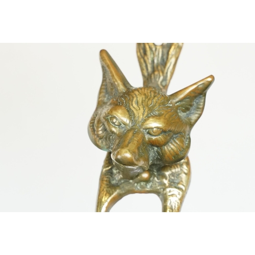 177 - Brass ‘ fox head ‘ door knocker, 16cm long