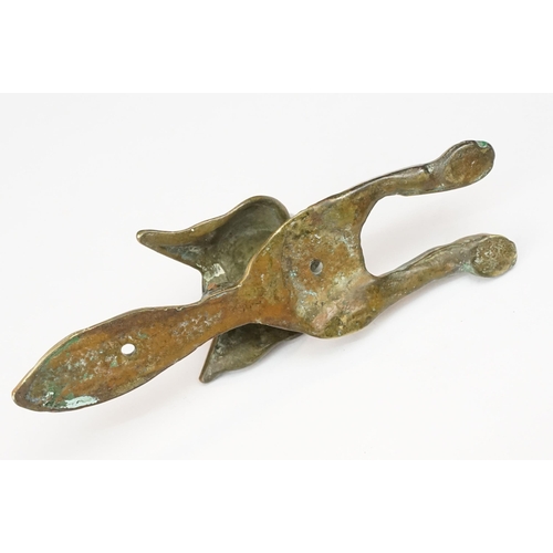 177 - Brass ‘ fox head ‘ door knocker, 16cm long