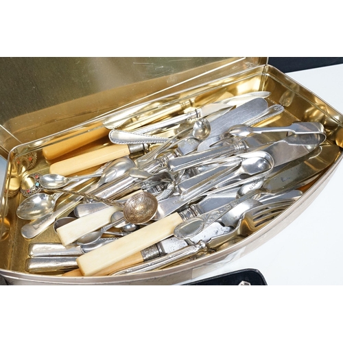 274 - A collection of hallmarked sterling silver and silver plated cutlery to include teaspoons, knives, s... 