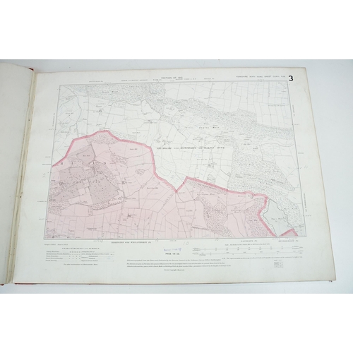 281 - An early 20th century hardback book of ordnance survey maps of Yorkshire, measures approx 56.5cm x 4... 