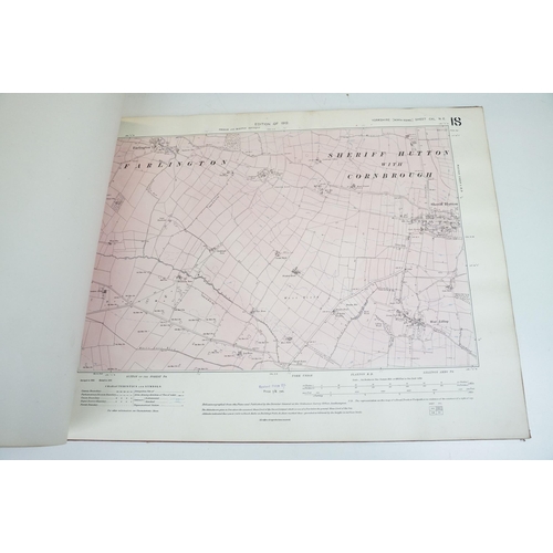 281 - An early 20th century hardback book of ordnance survey maps of Yorkshire, measures approx 56.5cm x 4... 