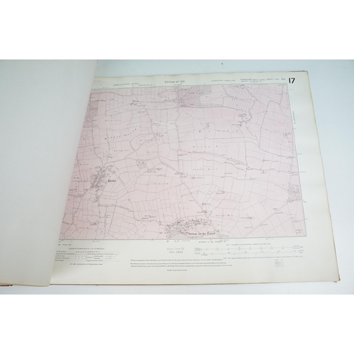 281 - An early 20th century hardback book of ordnance survey maps of Yorkshire, measures approx 56.5cm x 4... 