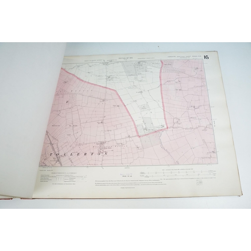 281 - An early 20th century hardback book of ordnance survey maps of Yorkshire, measures approx 56.5cm x 4... 