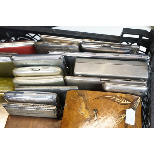 292 - A large collection of mainly mid 20th century cigarette cases and boxes to include many silver plate... 