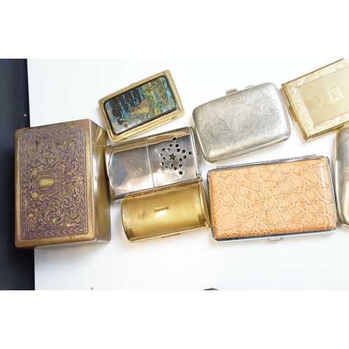 292 - A large collection of mainly mid 20th century cigarette cases and boxes to include many silver plate... 