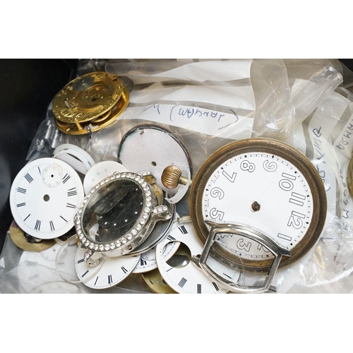 305 - Box pocket watch and wrist watch movements including: Longines, Tissot, Omega, Seiko etc and a colle... 