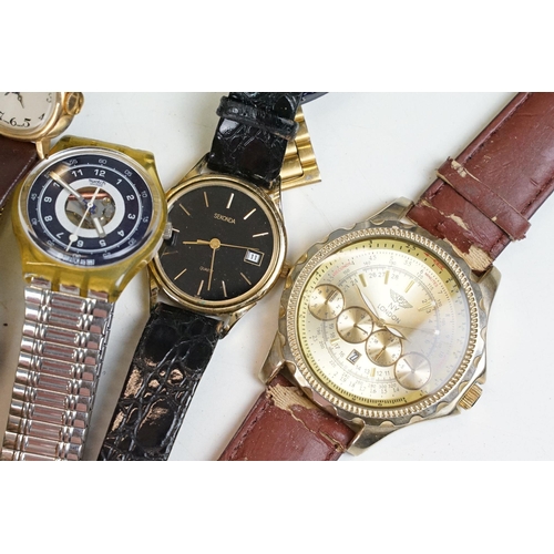 309 - A collection of vintage and contemporary wristwatches to include Swatch, Montine, Casio, Sekonda, In... 