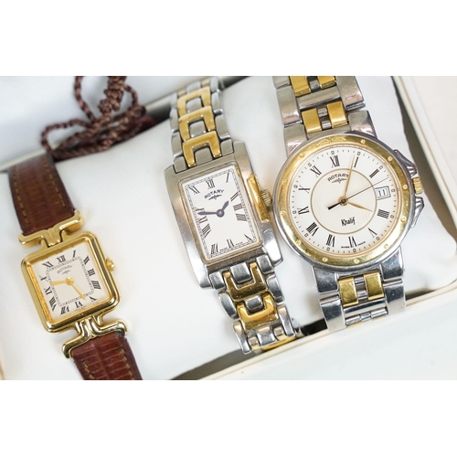 310 - A collection of contemporary ladies and gents wristwatchers to include Rotary, Seiko, Bulova, Baume ... 