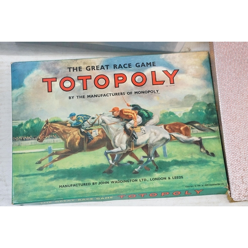 439 - Collection of vintage board games to include Waddington's Formula 1 car racing game, Totopoly, Go to... 