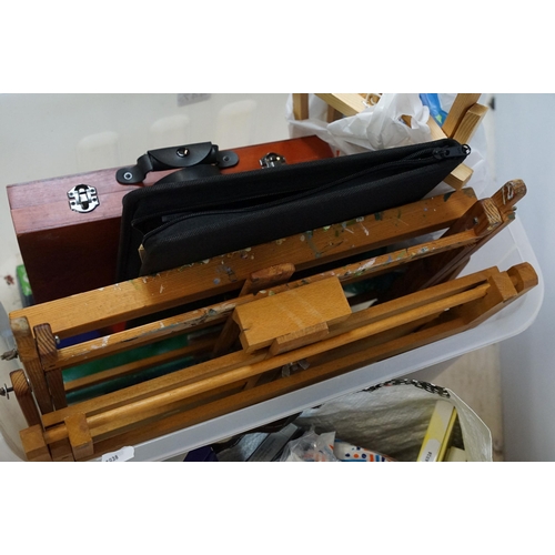 442 - Selection of art and drawing equipment to include watercolours and brushes, Osborne and Butler and o... 