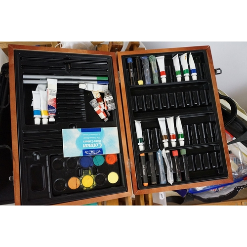 442 - Selection of art and drawing equipment to include watercolours and brushes, Osborne and Butler and o... 