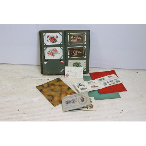 355 - Victorian and early 20th Century post card album of greetings cards, together with three 1930s Cunar... 