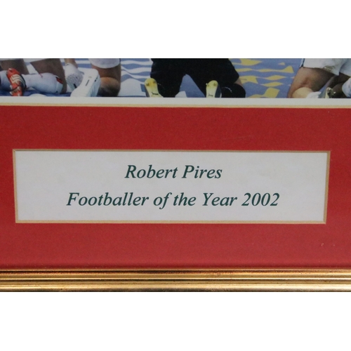 360 - Football Autograph - The Arsenal - Framed & glazed Robert Pires signed picture with red mount