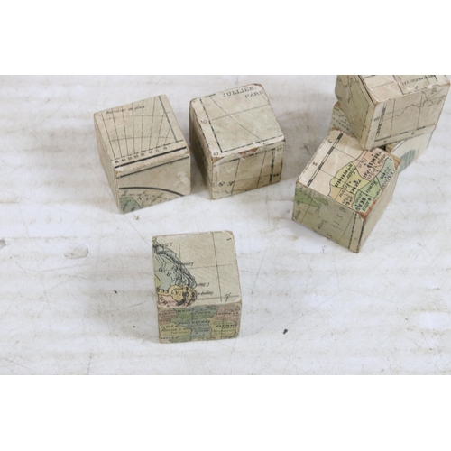 406 - Jeu De Construction French building blocks game and a late 19th century Kartenpuzzle, 5 of 6 maps wi... 