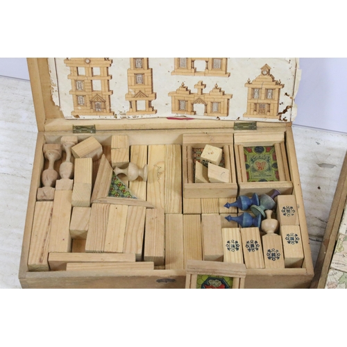 406 - Jeu De Construction French building blocks game and a late 19th century Kartenpuzzle, 5 of 6 maps wi... 