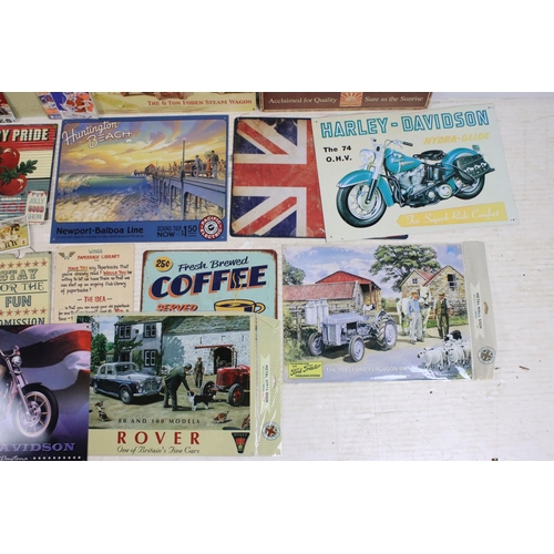 410 - Collection of metal reproduction vintage signs to include Rowntree's, John Bull tyres and Rover exam... 